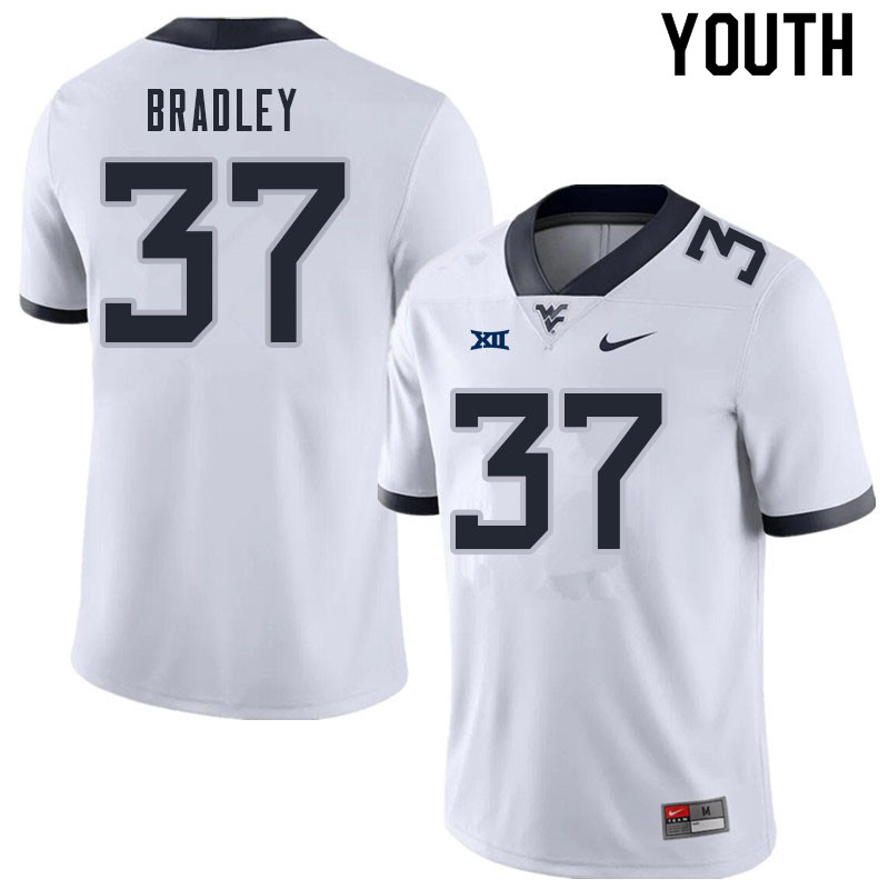 Youth #37 L'Trell Bradley West Virginia Mountaineers College Football Jerseys Sale-White - Click Image to Close